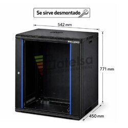 Armario Rack 16U 542x450 mm desmontado | Mural Phasak ECO PHO 2216-D